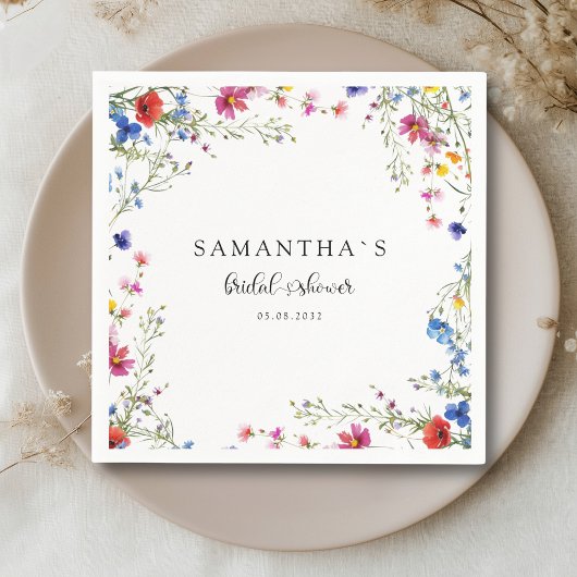 Moderne Brautparty mit Wildblumen Serviette