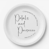 Moderne Brautparty Petals und Prosecco Pappteller (Vorderseite)