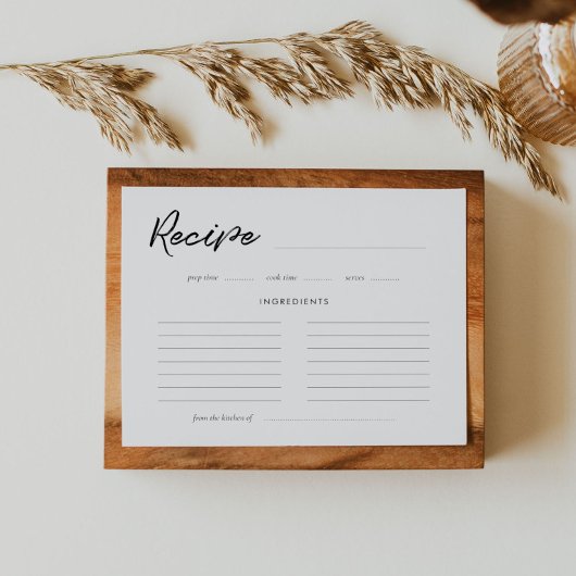 Moderne Brautparty-Rezept-Karte