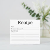 Moderne Brautparty-Rezept-Karte (Stehend Vorderseite)