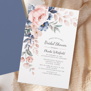Moderne Brautparty Rosa Flora Einladungskarte Briefpapier