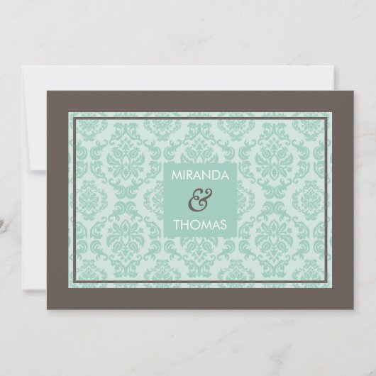 MODERNE BREITERINVITATIONEN: Damastfarben 5 Einladung (Vorderseite)