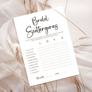 Moderne Bridal Shower Scattergories-Spielkarte Einladung