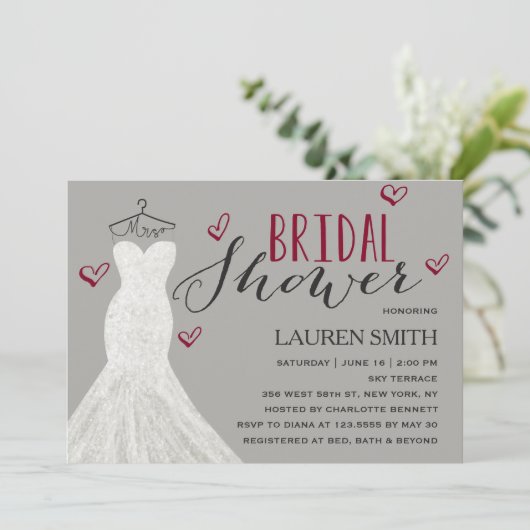 Moderne Bride Burgundy | Brautdusche Einladung (Stehend Vorderseite)