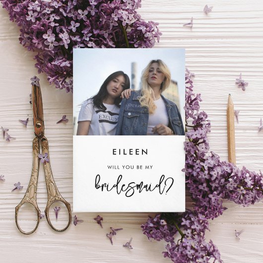 Moderne Bridesmaid-Fotokarte Einladung