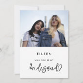 Moderne Bridesmaid-Fotokarte Einladung (Vorderseite)