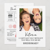 Moderne Bridesmaid-Hochzeitskarte Einladung (Vorne/Hinten)