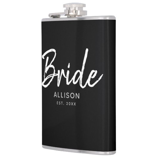 Moderne Bridge Schwarz-weißer Personalisierter Nam Flachmann (Links)