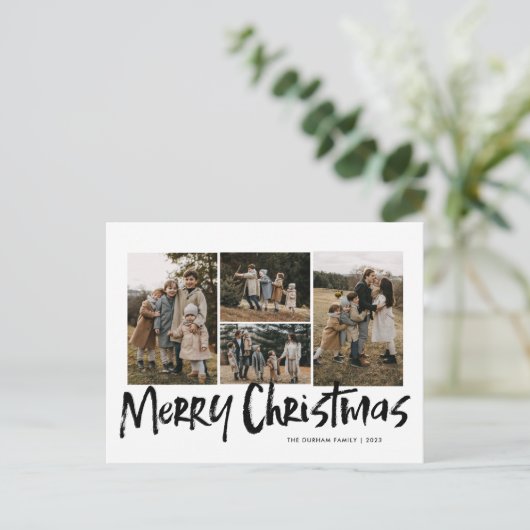 Moderne Briefe fünf Foto frohe Weihnachten (Stehend Vorderseite)