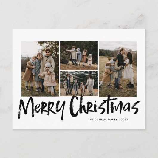 Moderne Briefe fünf Foto frohe Weihnachten (Vorderseite)