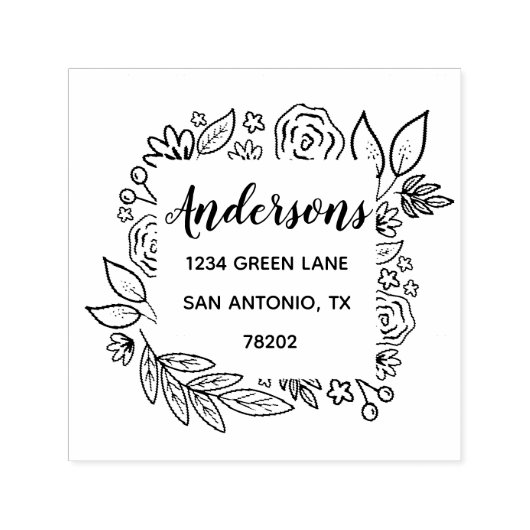 Moderne Briefmarke zur Rücksendeadresse von Blumen Permastempel (Design)