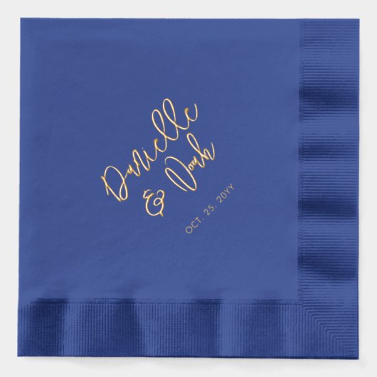 Moderne Briefpaare Name Custom Wedding Servietten Mit Folie (Vorderseite)