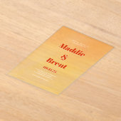 Moderne Bright & Bold glänzende Orange Wedding Acryleinladungen (Ablage )