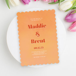 Moderne Bright & Bold glänzende Orange Wedding Einladung