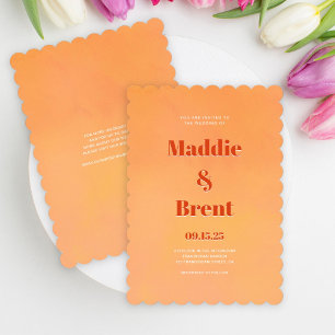 Moderne Bright & Bold Gradient Burnt Orange Weddin Einladung