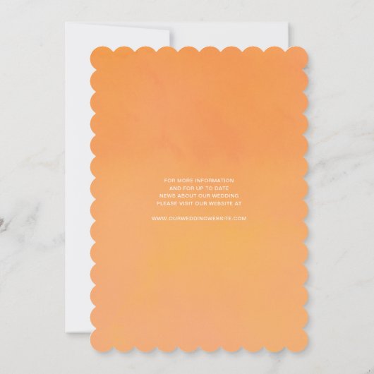 Moderne Bright & Bold Gradient Burnt Orange Weddin Einladung (Rückseite)
