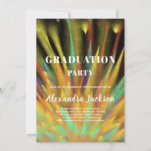 Moderne Bright Colors Graduation Party Einladung (Vorderseite)