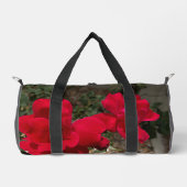Moderne Bright Red Floral Duffel Tasche (Vorderseite)