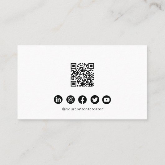 MODERNE BRITER B&W ADD QR CODE Business Card Visitenkarte (Rückseite)