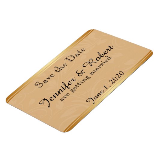 Moderne Bronze-Blumen-Hochzeit retten das Datum Magnet (Linke Seite)