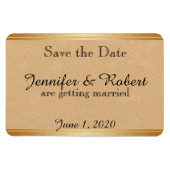 Moderne Bronze-Blumen-Hochzeit retten das Datum Magnet (Horizontal)