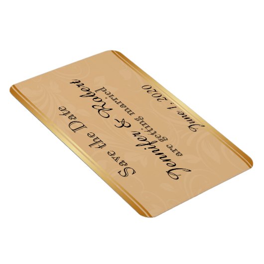 Moderne Bronze-Blumen-Hochzeit retten das Datum Magnet (Rechte Seite)