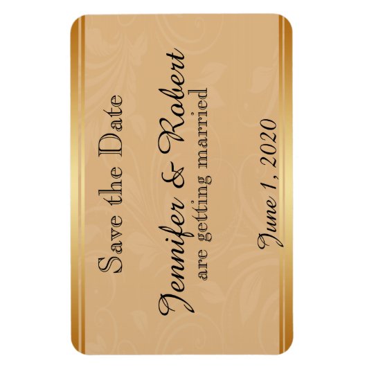 Moderne Bronze-Blumen-Hochzeit retten das Datum Magnet (Vertikal)