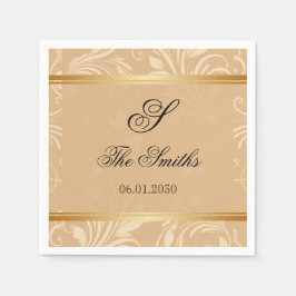 Moderne Bronze-Blumenhochzeit Serviette