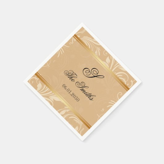 Moderne Bronze-Blumenhochzeit Serviette (Ecke)