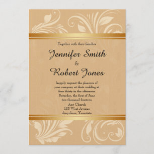 Moderne Bronze-Floral Hochzeitseinladung Einladung