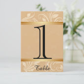 Moderne Bronze Floral Wedding Tischnummer (Stehend Vorderseite)