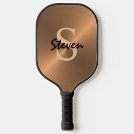 Moderne Bronze Gold Metallic Monogram Name Mens Pi Pickleball Schläger