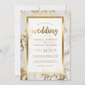 Moderne Bronze & Marmorhochzeit Einladung (Vorderseite)