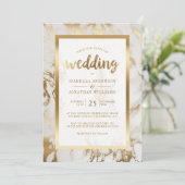 Moderne Bronze & Marmorhochzeit Einladung (Stehend Vorderseite)