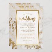 Moderne Bronze & Marmorhochzeit Einladung (Vorne/Hinten)