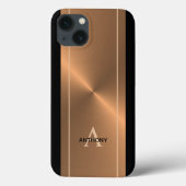 Moderne Bronze-Metallische Personalisierte Mens Case-Mate iPhone Hülle (Rückseite)