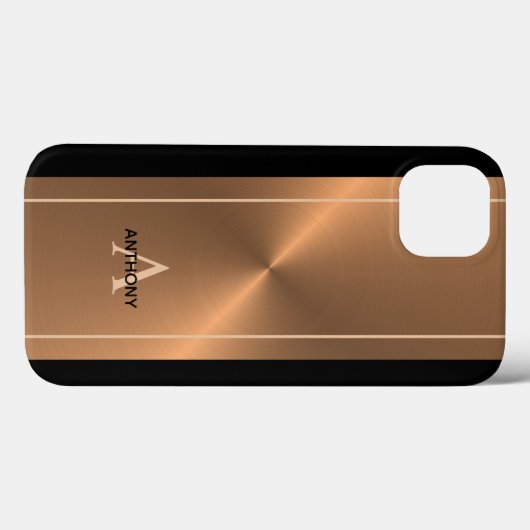 Moderne Bronze-Metallische Personalisierte Mens Case-Mate iPhone Hülle (Rückseite (Horizontal))