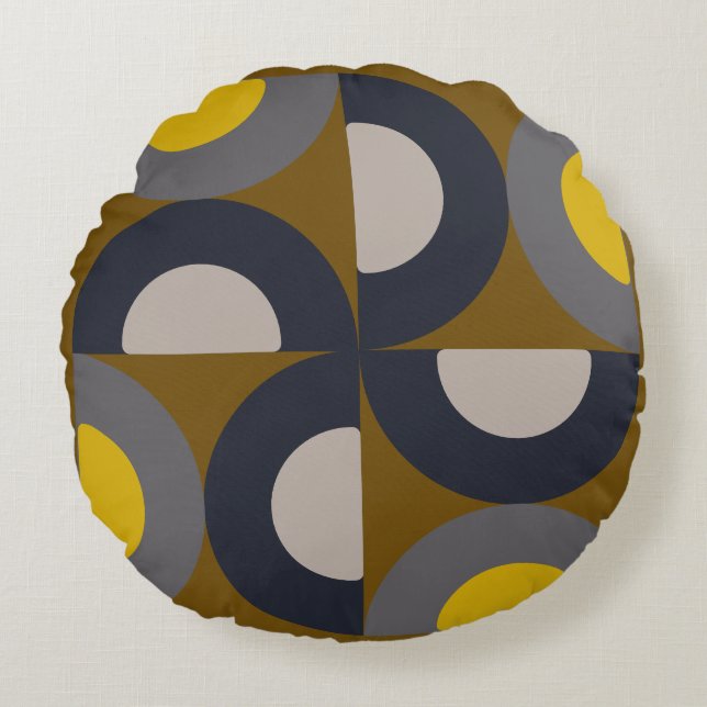 Moderne Bronze-Senf-Thunder aus dem Mittelalter Rundes Kissen (Vorderseite)