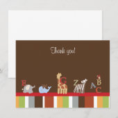 Moderne Brown Alphabet Soup Flat Vielen Dank Mitteilungskarte (Vorne/Hinten)