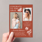 Moderne Brown Butterfly Foto Graduation Party Acryleinladungen (Insitu (Handheld))