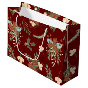 Moderne Brown Holly Blätter und Berries Bouquet Große Geschenktüte