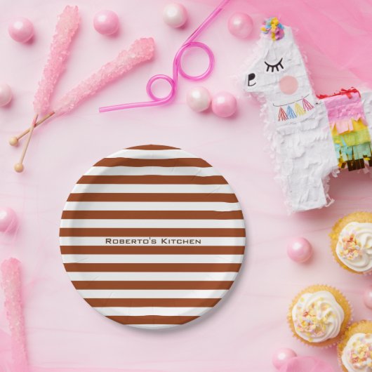 Moderne Brown-Streifen auf irgendeiner Farbe mit Pappteller (Party)