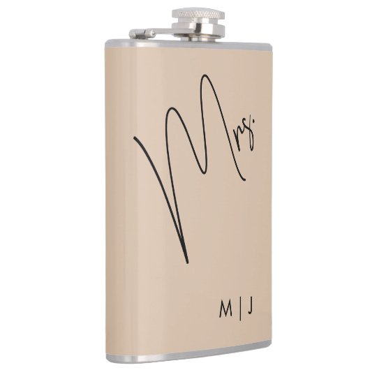 Moderne Brücke | Beige + Schwarzes Skript Flachmann (Rechts)