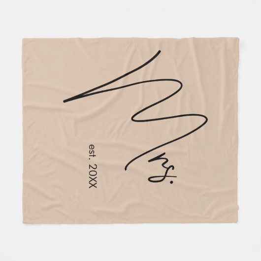 Moderne Brücke | Beige + Schwarzes Skript Fleecedecke (Vorderseite (Horizontal))