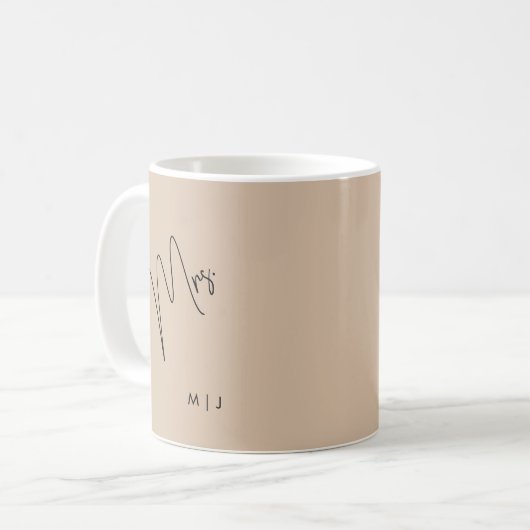 Moderne Brücke | Beige + Schwarzes Skript Kaffeetasse (Vorderseite Links)