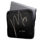 Moderne Brücke | Beige + Schwarzes Skript Laptopschutzhülle (Vorderseite Links)