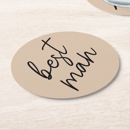 Moderne Brücke | Beige + Schwarzes Skript Runder Pappuntersetzer (Angewinkelt)