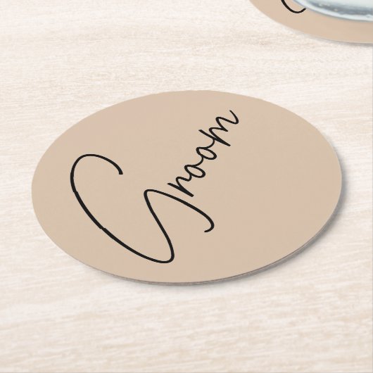 Moderne Brücke | Beige + Schwarzes Skript Runder Pappuntersetzer (Angewinkelt)