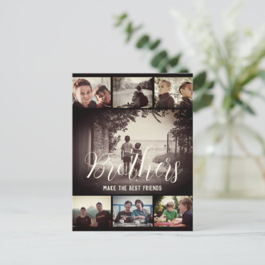 Moderne Bruder besten Freunde Dunkle Foto Collage Postkarte (Stehend Vorderseite)