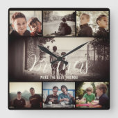 Moderne Bruder besten Freunde Dunkle Foto Collage Quadratische Wanduhr (Vorderseite)
